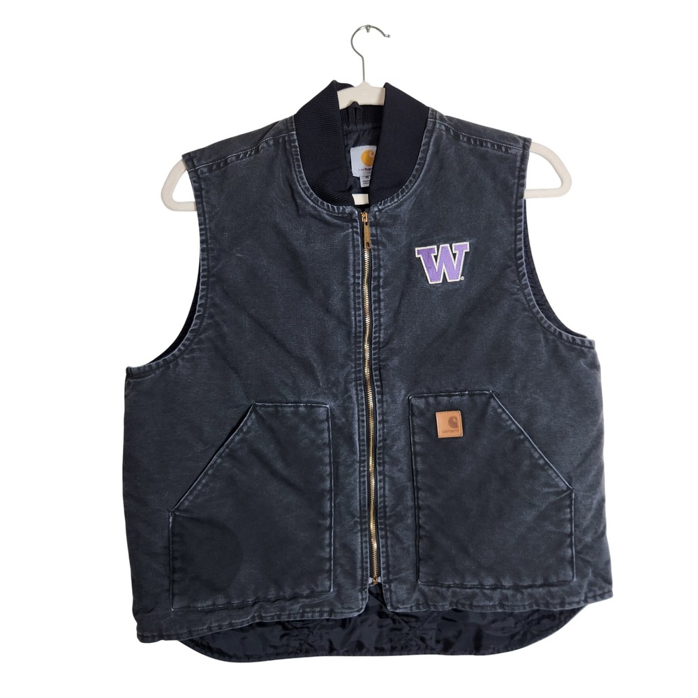 Carhartt Mens XL Black Vest University of Washington Huskies V01 101386